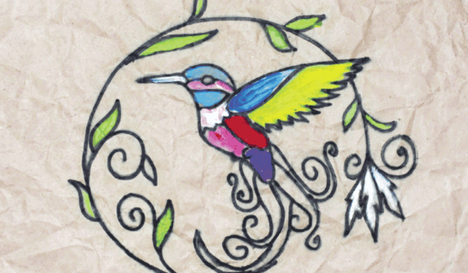 Colorful bird drawing