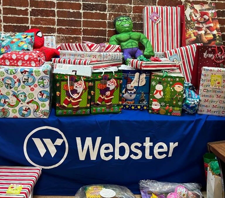 Gifts provided by the giving tree at Webster Bank!